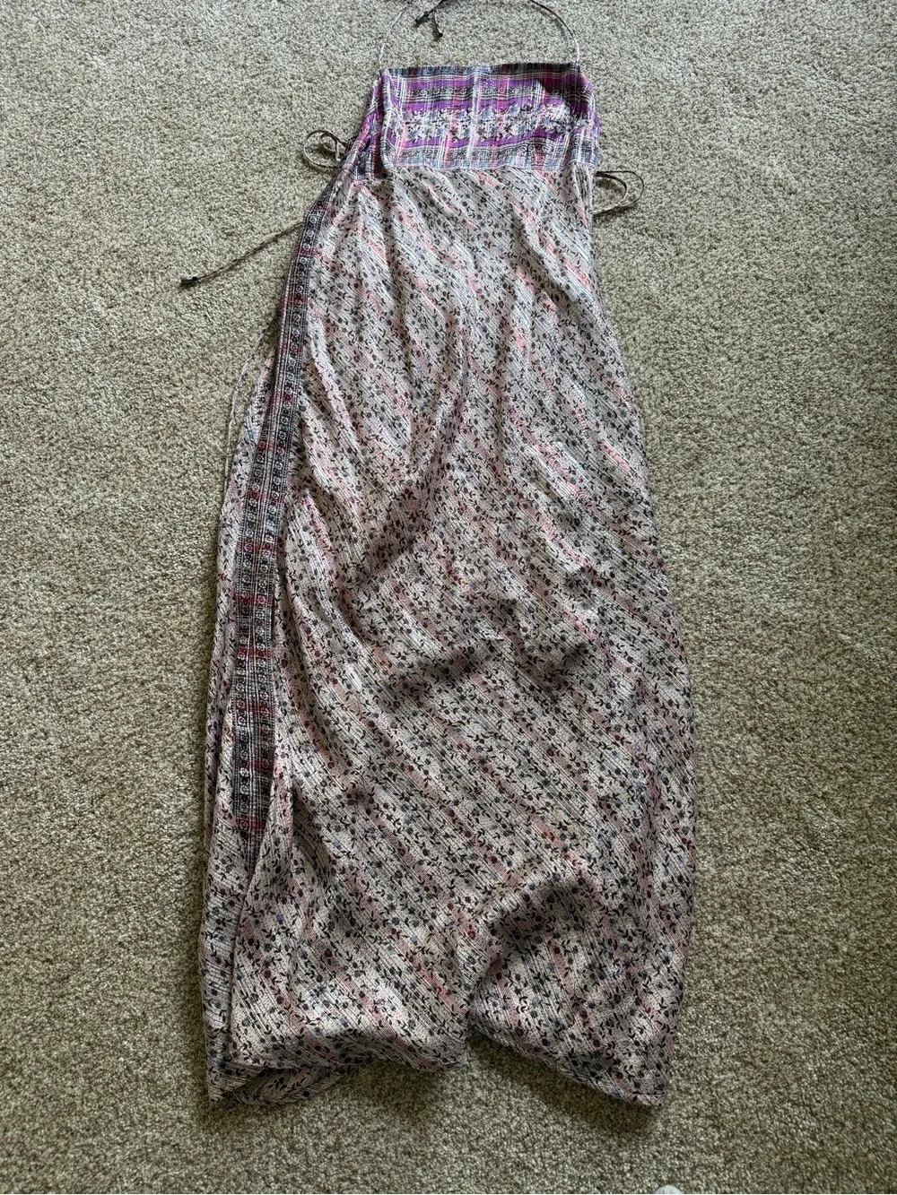 Free People Backless Floral Midi Dress in Blush and Mauve - Picture 2 of 3